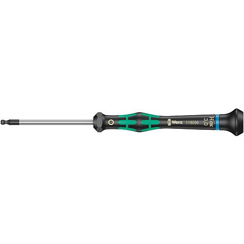 Tournevis de précision à six pans creux et à tête sphérique 2052 Séries Kraftform Micro, capuchon pivotant, pointe Black Point Standard 1