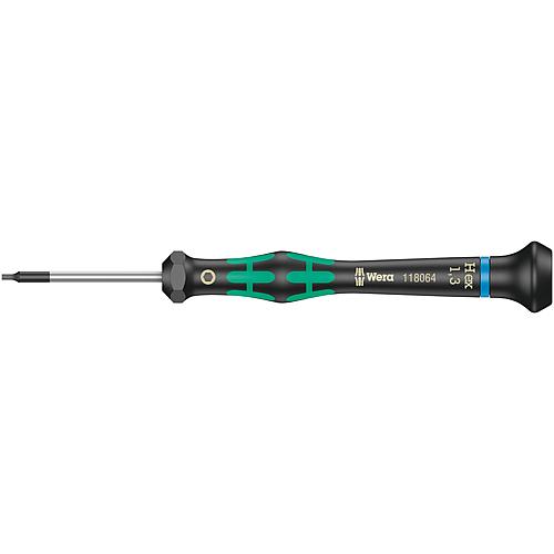 Tournevis pour mécanique de précision à six pans creux Wera 2054 Séries Kraftform Micro, pointe Black Point, Hex-Plus, SW 0,7 x 40 mm