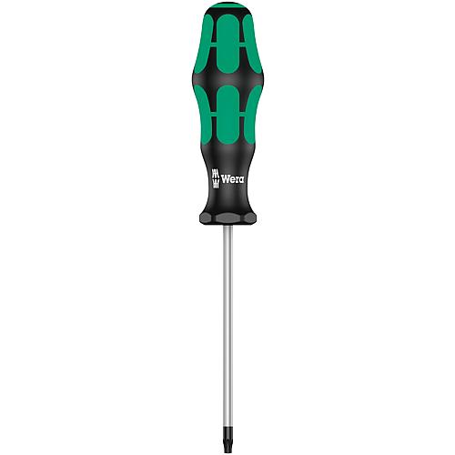 Tournevis Torx®-TH (avec perçage) Wera 3867 BO Kraftform Plus Séries 300, lame ronde, pointe Black Point, T20H x 100 mm
