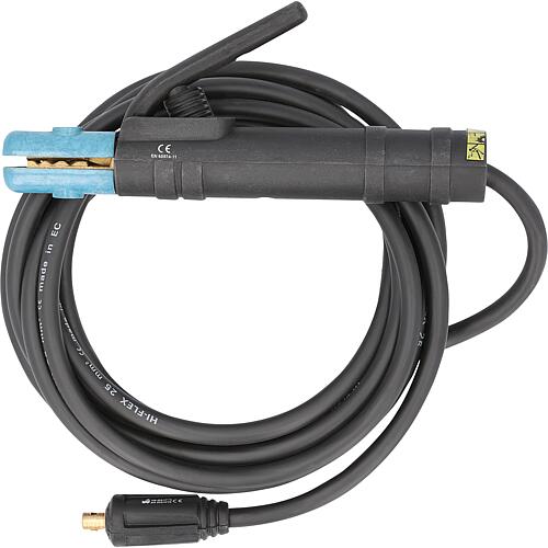 Cable soudure avec support electrode 25qmm, 5 metres, embout 9mm, 200A