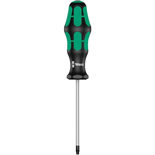 Tournevis Torx®-TH (avec perçage) Wera 3867 BO Kraftform Plus Séries 300, lame ronde, pointe Black Point, T25H x 100 mm