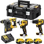 Kit batteries DeWALT 3 pieces perceuse visseuse, visseuse a percussion et marteau perforateur