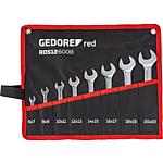 Jeu de clés à fourches doubles dans trousse enroulable, métriques, courtes, 8 pièces