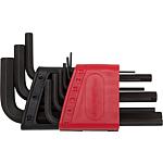 Jeu de clés mâles coudées, six pans creux, 9 pièces, courtes