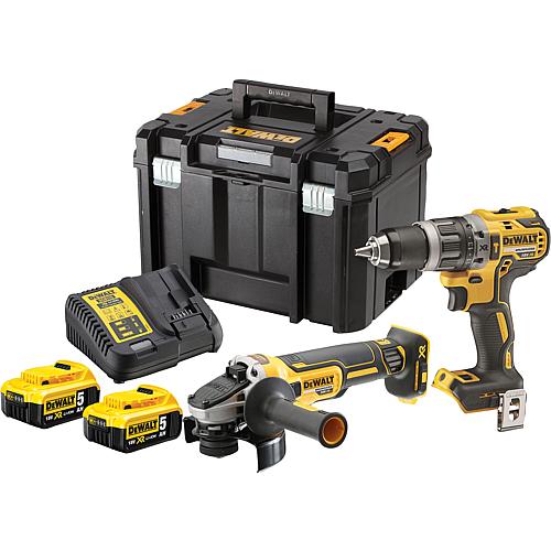 Kit sans fil DeWALT DCK2080P2T-Q 2 pièces incluant perceuse à percussion, meuleuse d'angle, 2x 5,0 Ah et chargeur