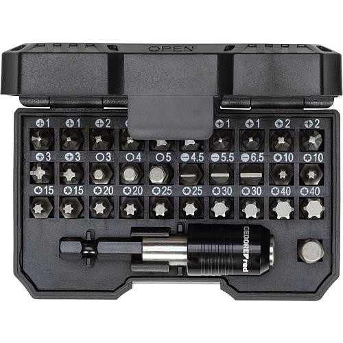 Kit d´embouts 1/4", fentes, Phillips, Pozidriv, Torx®, 6 pans, 32 pièces Standard 1