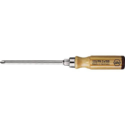 Tournevis Phillips manche bois, lame ronde avec aide pour clé hexagonale Standard 1