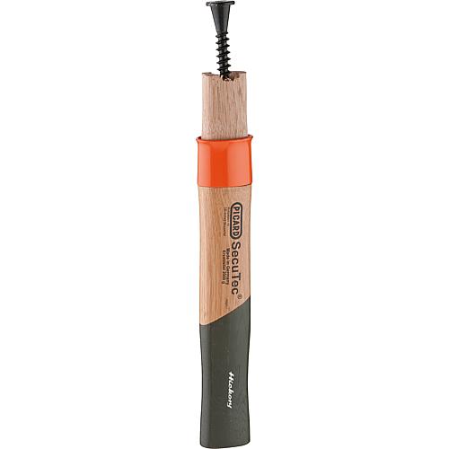 Manche de rechange en hickory doublement vernis avec douille de protection du manche et vis à coin pour masse