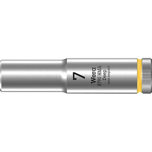 Douilles pour cliquet 6 pans Wera 8790 HMA Deep à emmanchement 1/4", métrique, longues, SW 7,0 x 50 mm