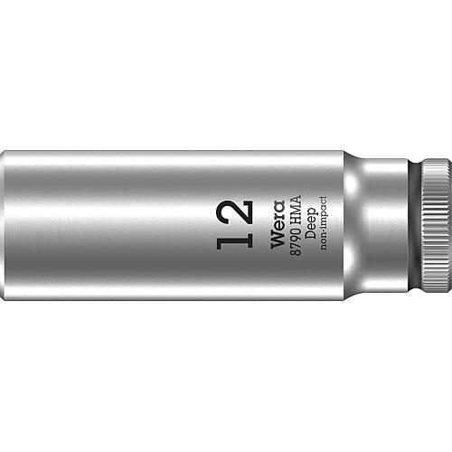 Douilles pour cliquet 6 pans Wera 8790 HMA Deep à emmanchement 1/4", métrique, longues, SW 12,0 x 50 mm
