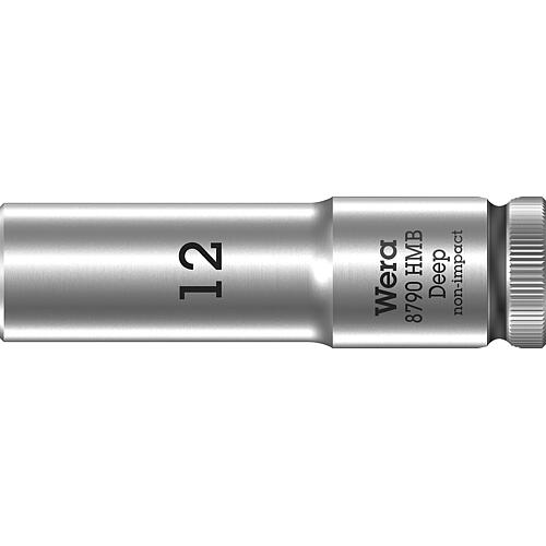 Douilles pour cliquet 6 pans Wera 8790 HMB Deep à emmanchement 3/8", métrique, longues, SW 12,0 x 64 mm
