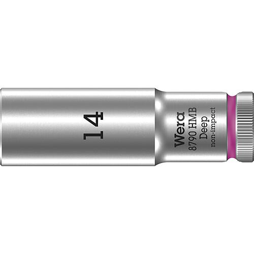 Douilles pour cliquet 6 pans Wera 8790 HMB Deep à emmanchement 3/8", métrique, longues, SW 14,0 x 64 mm