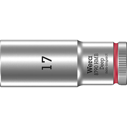Douilles pour cliquet 6 pans Wera 8790 HMB Deep à emmanchement 3/8", métrique, longues, SW 17,0 x 64 mm