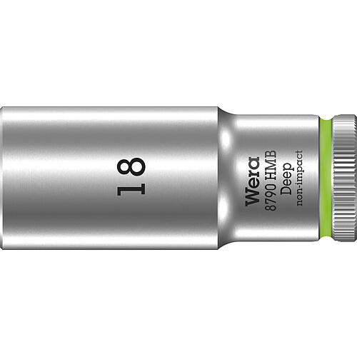 Douilles pour cliquet 6 pans Wera 8790 HMB Deep à emmanchement 3/8", métrique, longues, SW 18,0 x 64 mm