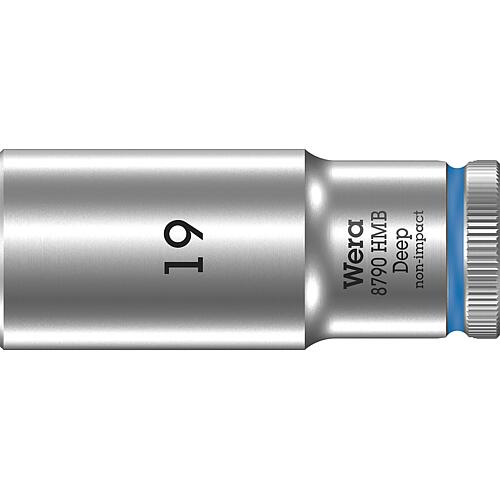 Douilles pour cliquet 6 pans Wera 8790 HMB Deep à emmanchement 3/8", métrique, longues, SW 19,0 x 64 mm