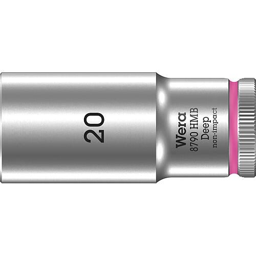 Douilles pour cliquet 6 pans Wera 8790 HMB Deep à emmanchement 3/8", métrique, longues, SW 20,0 x 64 mm