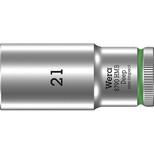 Douilles pour cliquet 6 pans Wera 8790 HMB Deep à emmanchement 3/8", métrique, longues, SW 21,0 x 64 mm