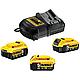 Batterie Li-Ion originale. Kit de démarrage Dewalt 18 V 3x batteries Li-Ion 5,0 Ah et chargeur
