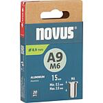 Écrous borgnes Novus type A9M6 alu 9 x 15,0 mm
Cond. = 20 Pièces
