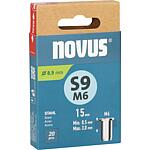 Écrous borgnes Novus type S9M6 9 x 15,0 mm
Cond. = 20 Pièces