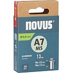 Écrous borgnes Novus type A7M5 alu 7 x 13,0 mm
Cond. = 50 Pièces