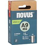 Écrous borgnes Novus type A9M6 alu 9 x 15,0 mm
Cond. = 50 Pièces