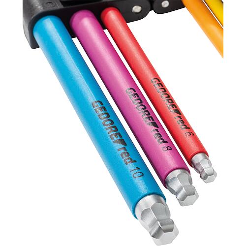Jeu de clés mâles coudées six pans creux 9 pièces, code couleur Anwendung 2