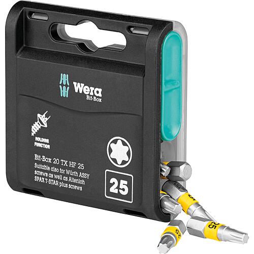 Embouts Torx® Embouts en vrac Wera Bit-Box 25 TX HF à emmanchement 1/4", courts, résistants avec fonction de retenue, T25 x 25 mm, Cond. = 20 Pièces