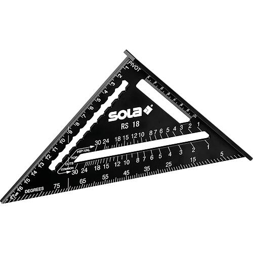 Triangle d'angle SOLA, RS 18, aluminium, 180mm, avec butée