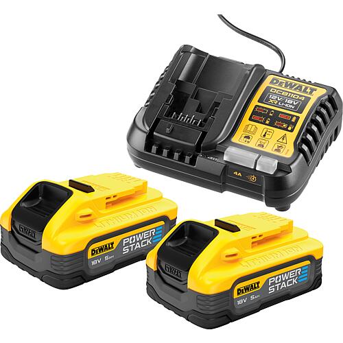 Kit batterie DCB1104H2-QW, 18 V, 2 x 5,0 Ah Li-Ion Powerstack batteries + 1 x chargeur Standard 1