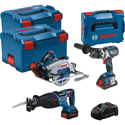 Jeu de batteries 18 V, 3 pièces avec 1 x 4,0 Ah et 2 x 5,5 Ah Batteries et Chargeur Standard 1
