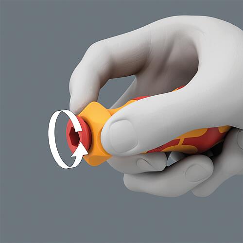 VDE Jeu de tournevis à lames interchangeables Kraftform Kompakt Fente, Phillips, Pozidriv, PlusMinus/Pozidriv, Torx® avec fonction cliquet, 17 pièces Anwendung 4