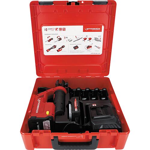 Sertisseuse sans fil Rothenberger ROMAX Compact III, Kit de base 1, avec 1x batterie CAS 2Ah, dans un coffret plastique
