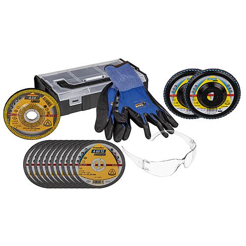 Kit de disques abrasifs KLINGSPOR, 15 pièces avec lunettes de protection, Gants de travail en L-BOXX® Mini Standard 1
