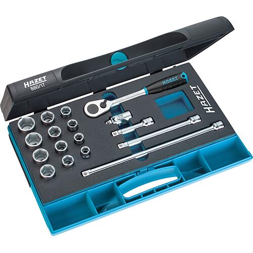 Jeux de clés à pipe HAZET 3/8", 17 pièces avec coffret plastique Standard 1