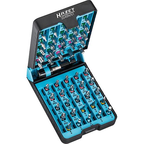 Jeu d'embouts HAZET 1/4", 51 pièces avec porte-embouts Standard 1