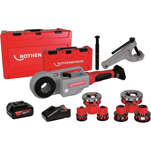 Kit de taraudage sur batterie Supertronic 2000 E, 18 V système de batterie AMP
Kit avec 1 batterie + têtes de filetage R ½" - ¾" - 1" - 1.1/4" - 1.1/2" - 2"

 Standard 1
