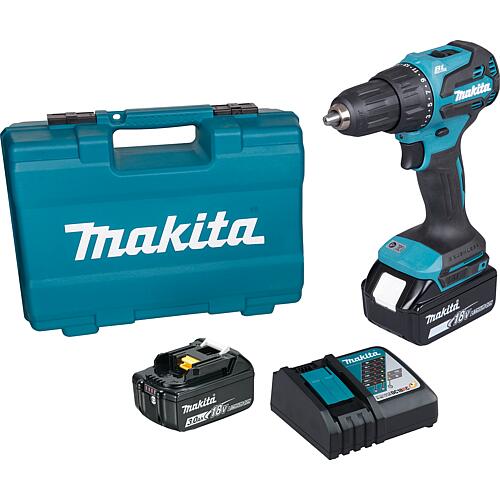 Akku-Schlagbohrschrauber MAKITA DHP490RFX3, 18 V mit 2 x 3,0 Ah Akkus, Ladegerät, Transportkoffer und 74-teiliges Zubehör-Set Standard 1