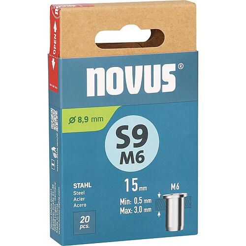 Écrous borgnes Novus type S9M6 9 x 15,0 mm
Cond. = 20 Pièces Standard 1