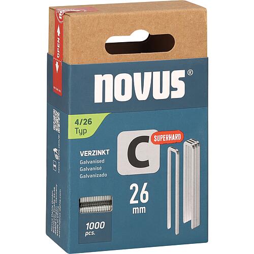 Schmalrückenklammer NOVUS Typ C 4/26 verzinkt 
VPE = 1000 Stück Standard 1