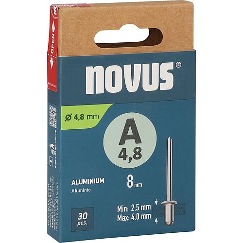 Rivets aveugles Novus A 4,8 x 8 alu
Cond. = 30 Pièces Standard 1