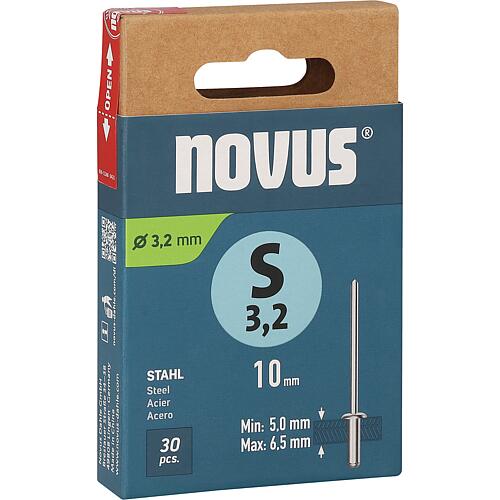 Rivets aveugles Novus S 3,2 x 10 acier
Cond. = 30 Pièces Standard 1