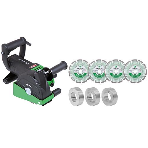 Rainureuse-tronçonneuse EIBENSTOCK EMF 150.1, 2 300 W, avec 4 disques à métaux + jeu de rondelles d'écartement  Standard 1