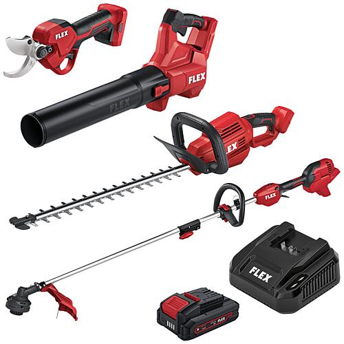Kit d'outils sans fil Flex, 18 V, 4 pièces, 1 batterie de 2,5 Ah et un Chargeur Standard 1