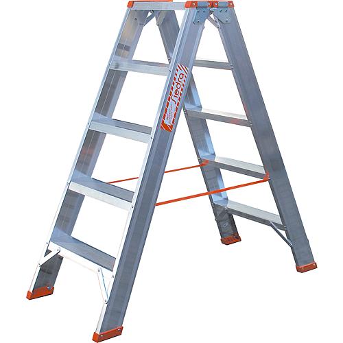 Échelle double en aluminium, accessible des deux côtés, avec marches larges Standard 1