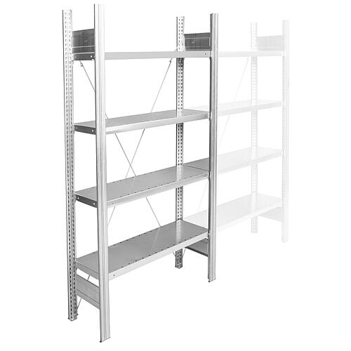 Elément de départ Bert avec 4 tablettes en acier, charge admissible par tablette 150 kg, charge admissible par élément 2000 kg, 1800 x 875 x 300 mm Standard 1