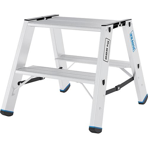 Marchepied double escamotable charge lourde 135, 2x2 marches, hauteur de travail 2,50m