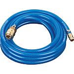 Flexible pneumatique avec raccords (Accouplement et douille a enficher) L=10 m/9x13mm/15 bars, bleu