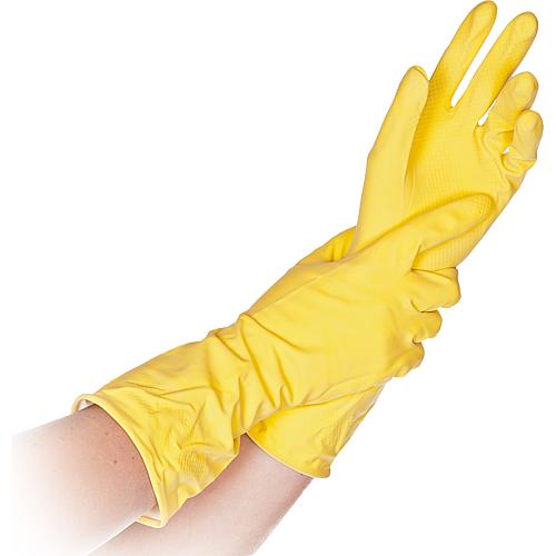 Gants de nettoyage latex, convient pour les aliments, XL 30 cm long, jaune / 12 paires