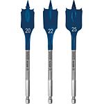 Foret à fraiser plat BOSCH 3 pièces Expert SELFCUT Ø 20/22/25mm, longueur 152 mm avec prise hexagonale 1/4"
